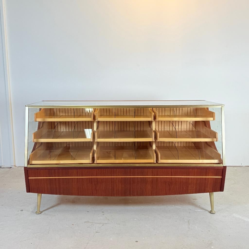Vintage teak toonbank met 9 lades, A. Ahlström, Ophalen of Verzenden