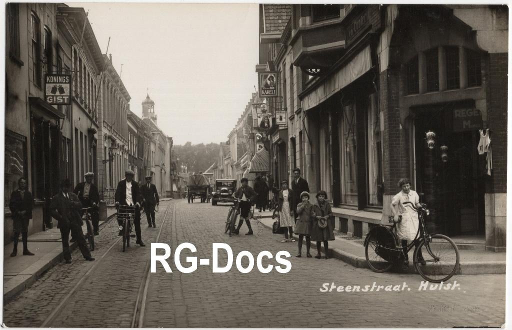 Ansichtkaart - Fotokaart Steenstraat Hulst Tram ca. 1925, Verzenden, 1920 tot 1940, Ongelopen, Zeeland