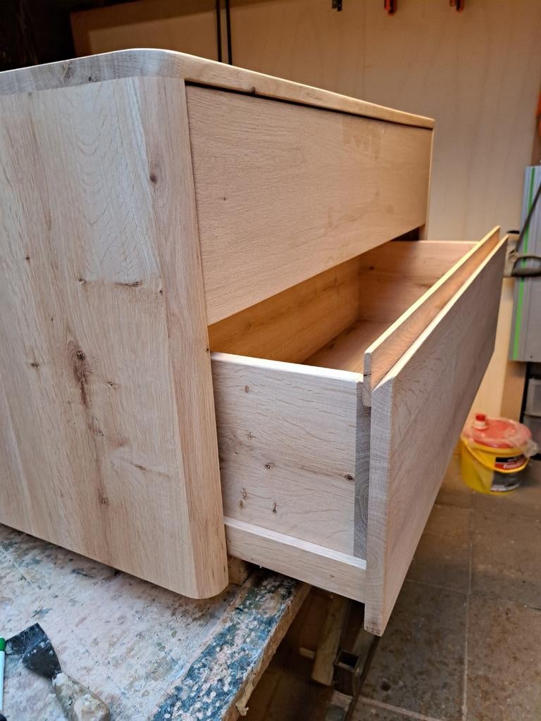 Massief eiken badmeubel met ronde hoeken., Nieuw, Minder dan 100 cm, 25 tot 50 cm, 50 tot 100 cm