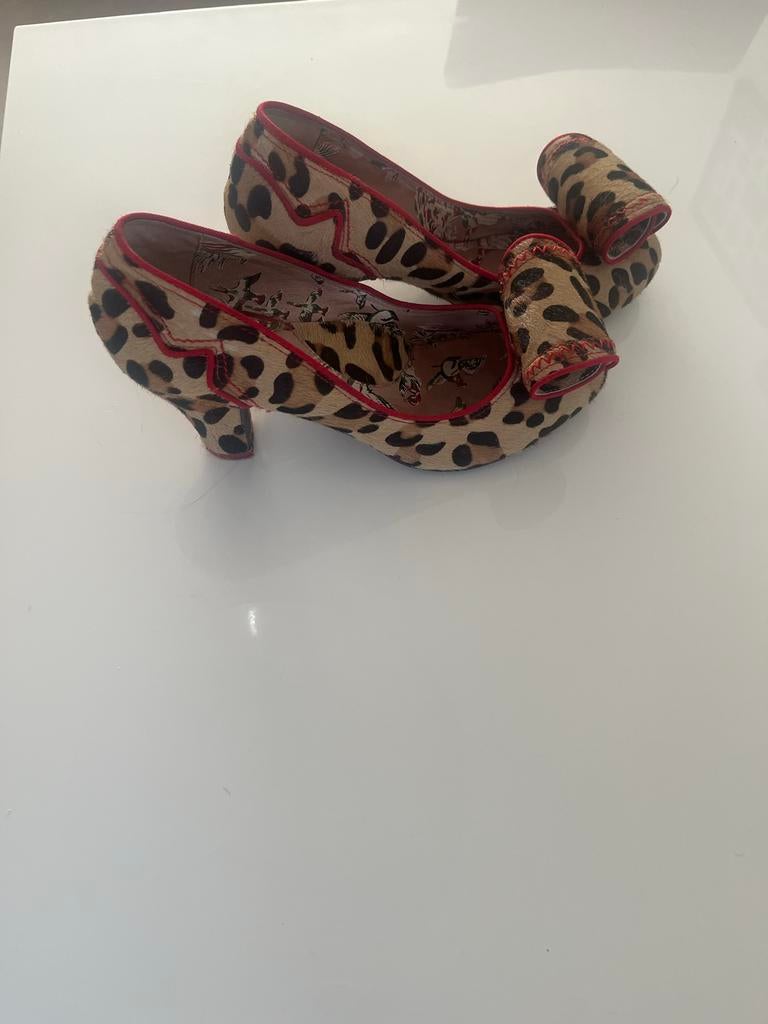 Miss L Fire Hakken - Vintage Panterprint - maat 40, Pumps, Bruin, Ophalen of Verzenden, Gedragen