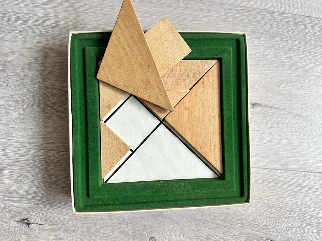 Vintage Jumbo Houten Tangram Puzzelspel, Ophalen