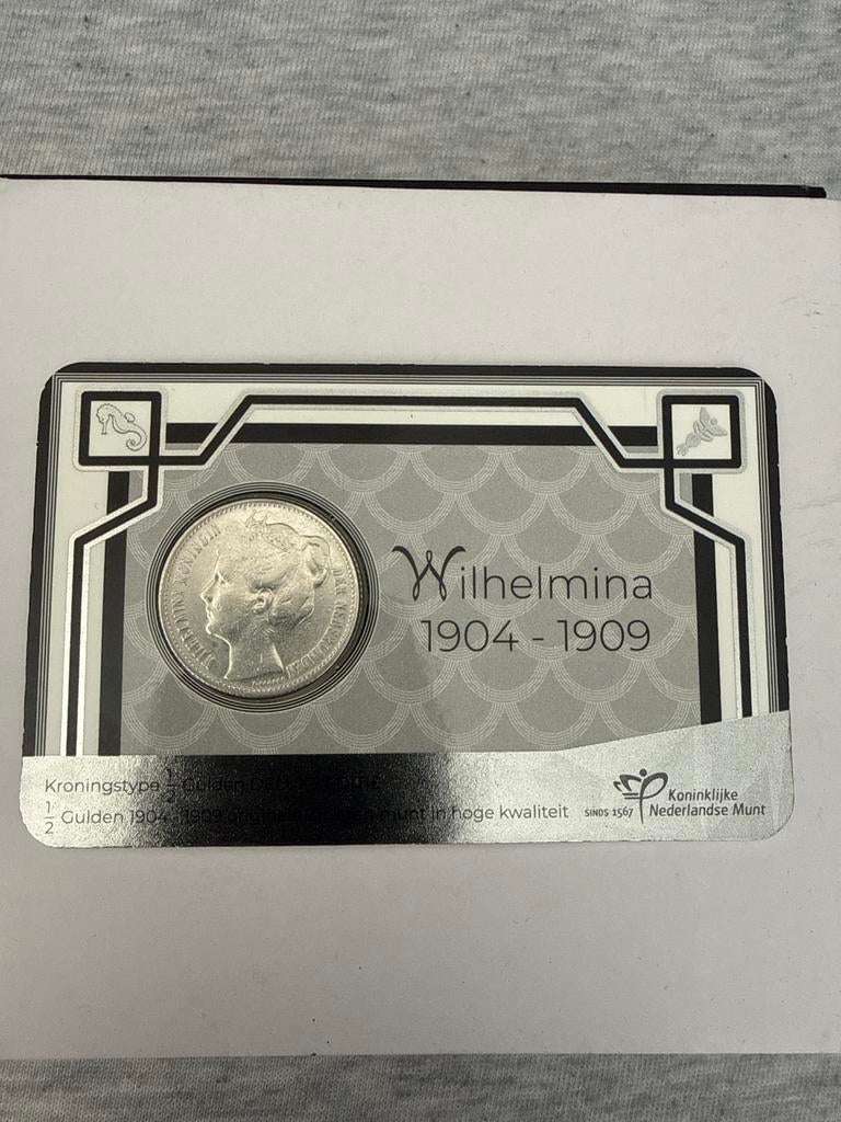 Deluxe coincard 1906 Wilhelmina, Postzegels en Munten, Munten | Nederland, 1 gulden, Zilver, Ophalen of Verzenden, Koningin Wilhelmina