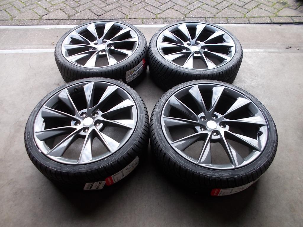 NIEUWE TESLA MODEL S VELGEN + BANDEN 245 35 R21 + TPMS, 245 mm, Banden en Velgen, Nieuw, Personenwagen