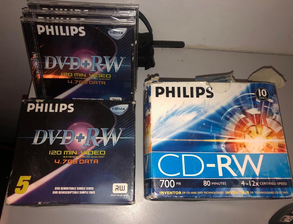 DVD+RW en CD-RW Philips - 8 DVD's, 10 CD's, Ophalen of Verzenden, Gebruikt, Dvd, Herschrijfbaar