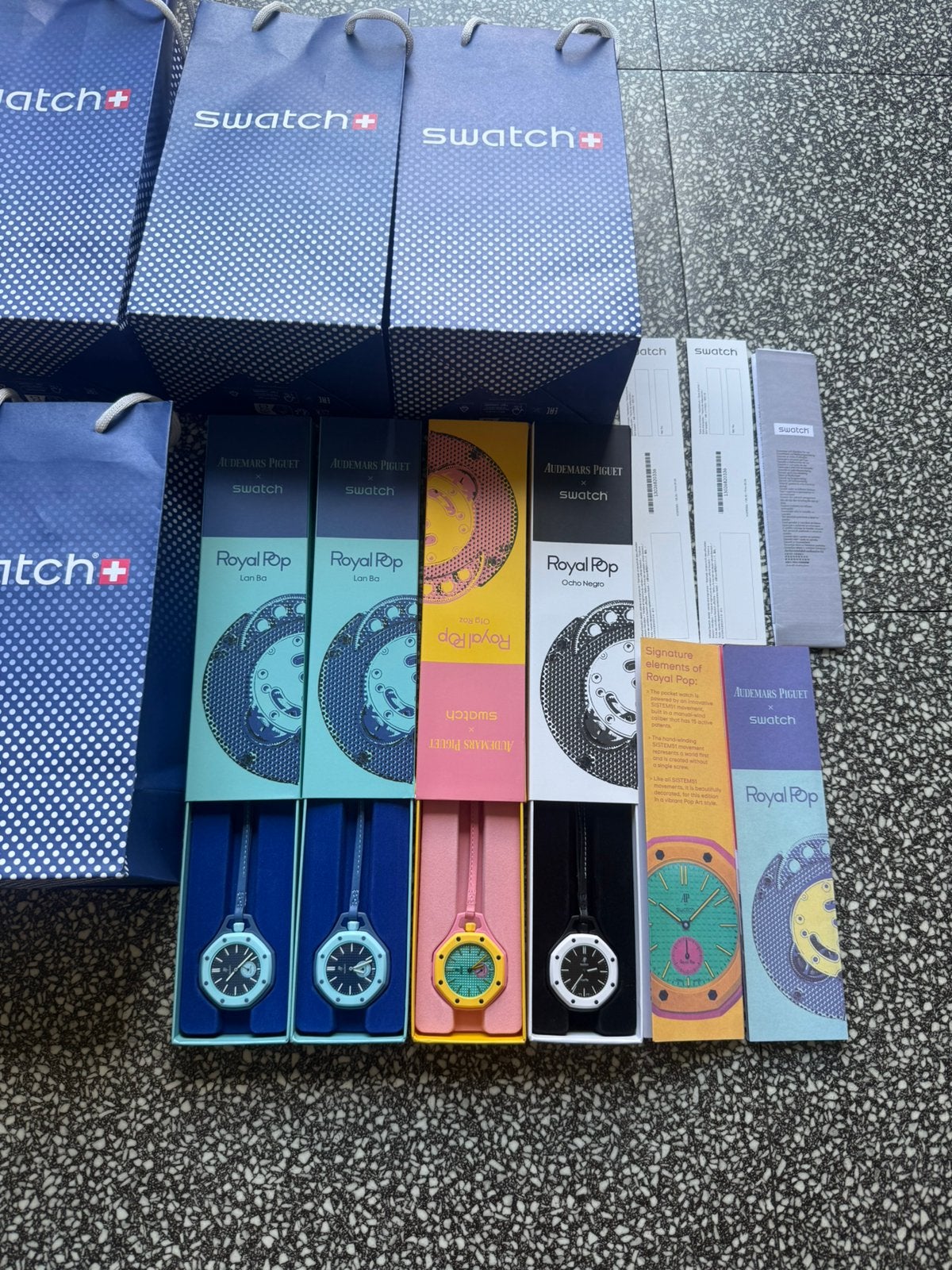 AP x Swatch Horloges 4x, automaat, Sieraden, Tassen en Uiterlijk, Horloges | Dames, Ophalen, Swatch, Zo goed als nieuw, Kunststof