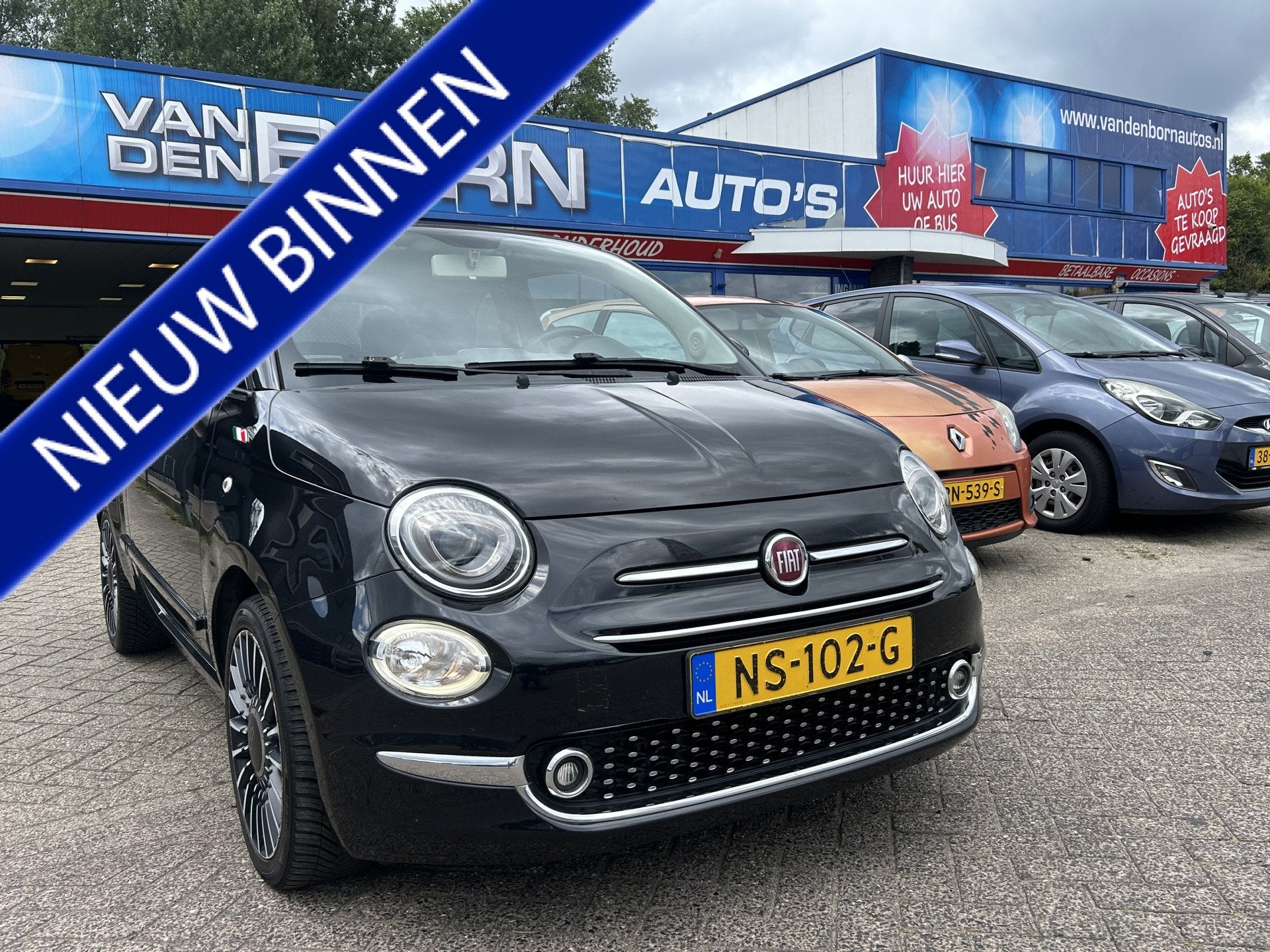 Fiat 500C 0.9 TwinAir Turbo Lounge 1e eig BTW Cabrio Navi Mo, Gebruikt, Cabriolet, Leder en Stof, Zwart
