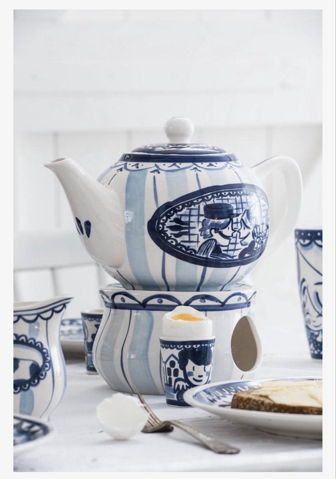 Blond Amsterdam Theepot met Stoof - Delfts Blond, Ophalen of Verzenden, Zo goed als nieuw, Aardewerk, Blond Amsterdam