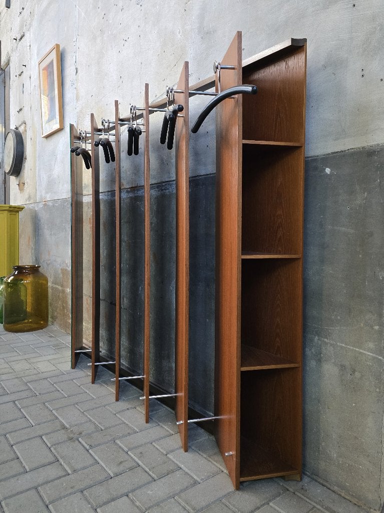 Mid Century Design Teak Kapstok Spiegel | Vintage Garderobe, Wandkapstok, Gebruikt, 100 tot 150 cm, Ophalen of Verzenden