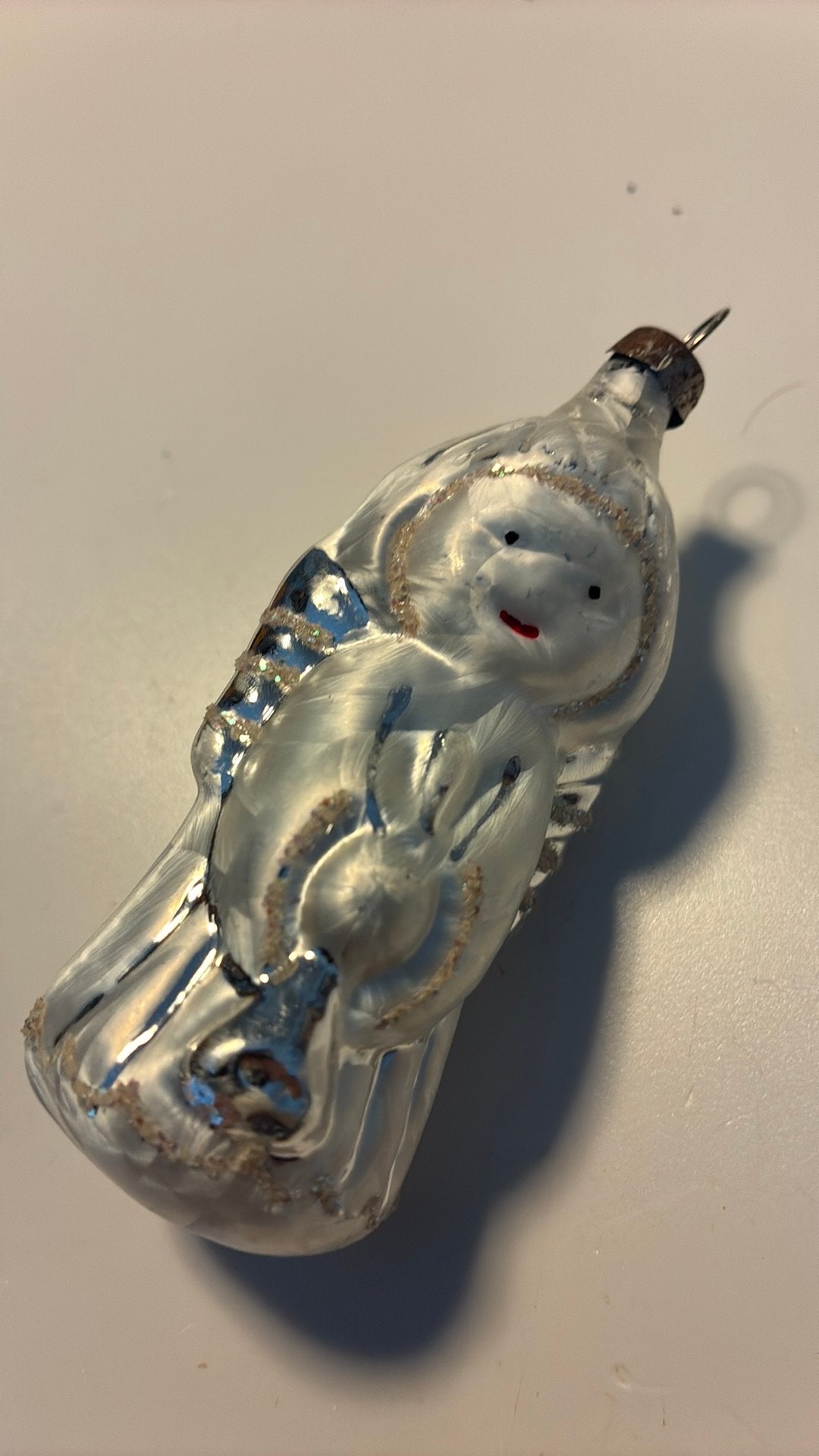 Vintage kerstbal, engel zilver, Ophalen of Verzenden, Zo goed als nieuw