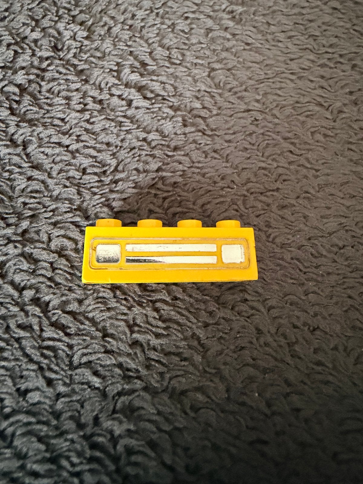 Lego 1x4 steen geel met opdruk, Ophalen of Verzenden, Gebruikt, Losse stenen, Lego