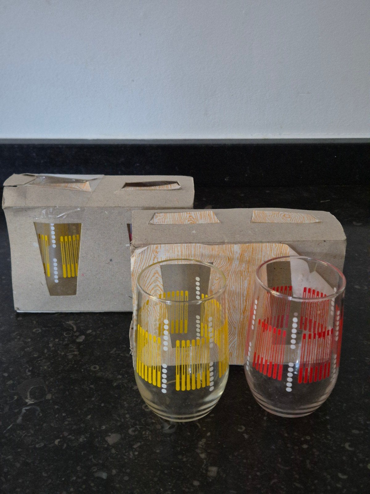 Vier vintage sapglazen, Verzamelen, Ophalen of Verzenden, Nieuw, Frisdrankglas