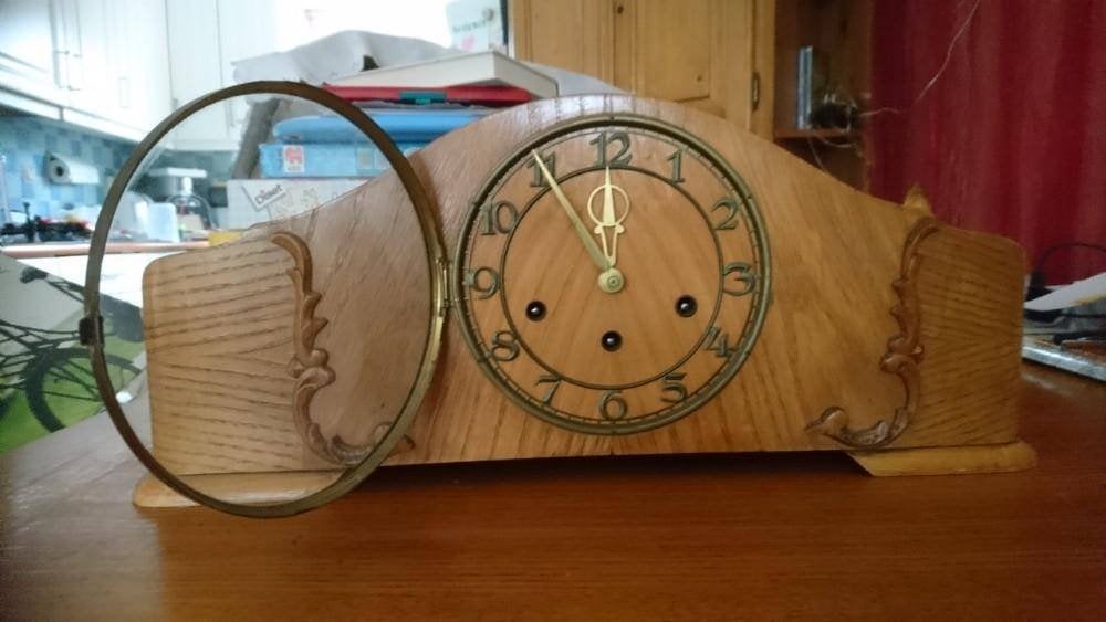 Antieke mooie oude wesminster pendule houten kast, Ophalen of Verzenden