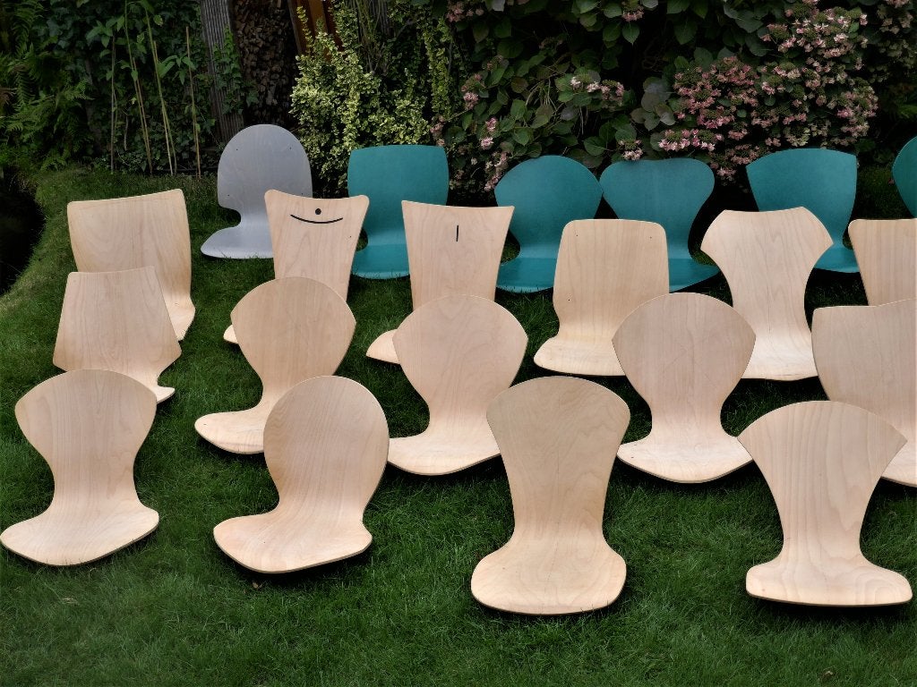 Gelamineerde gebogen beukenhouten zitschalen, Ophalen, Gebruikt, Overige kleuren, Vijf, Zes of meer stoelen