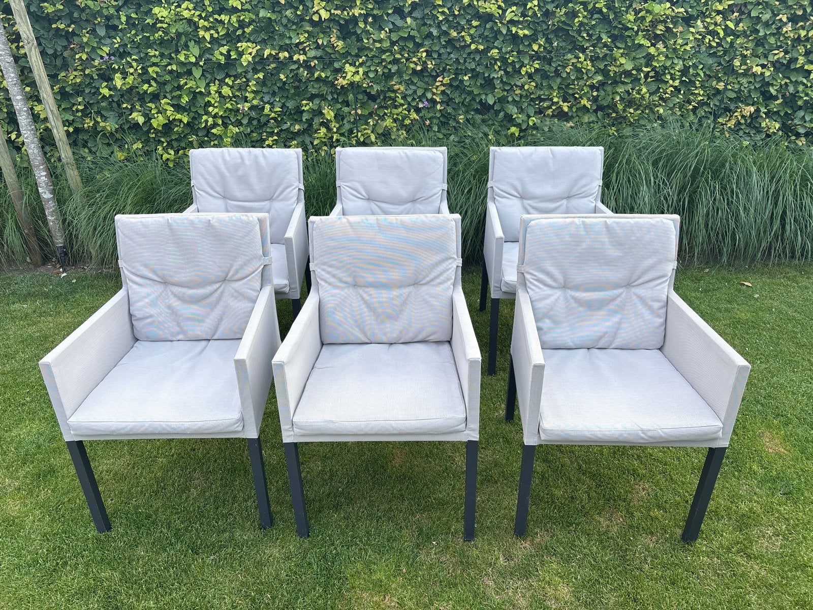 Set van 6 Manifesto tuinstoelen met kussens, Ophalen, Gebruikt, Metaal
