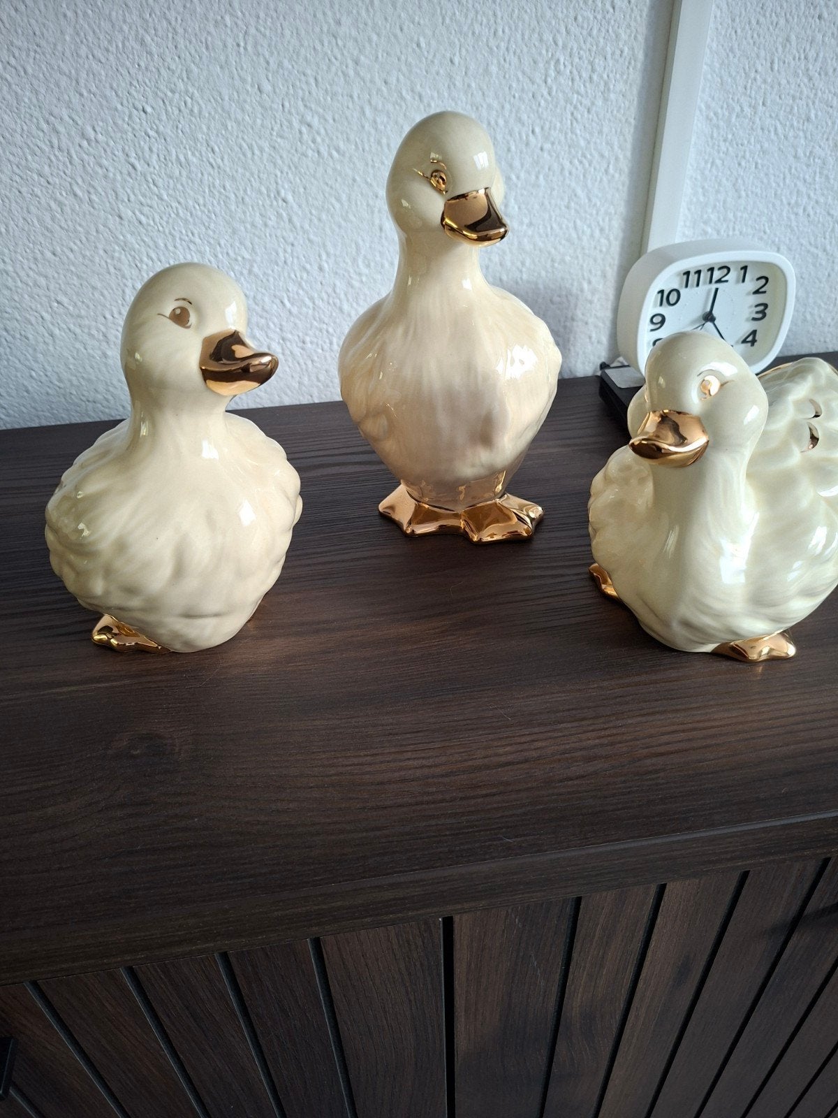 3 eenden  roomwit met goudkleurige accenten, Ophalen, Zo goed als nieuw