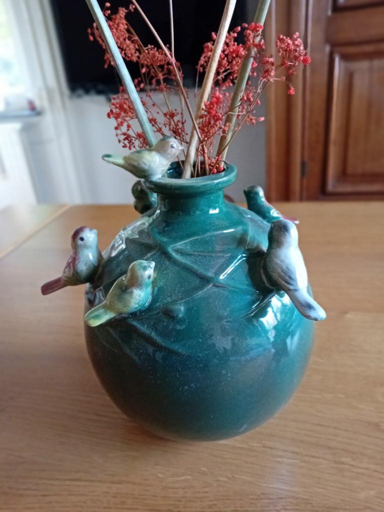Bolvaas gedecoreerd met vogels ( nieuw ), Overige kleuren, Nieuw, Ophalen of Verzenden, Glas