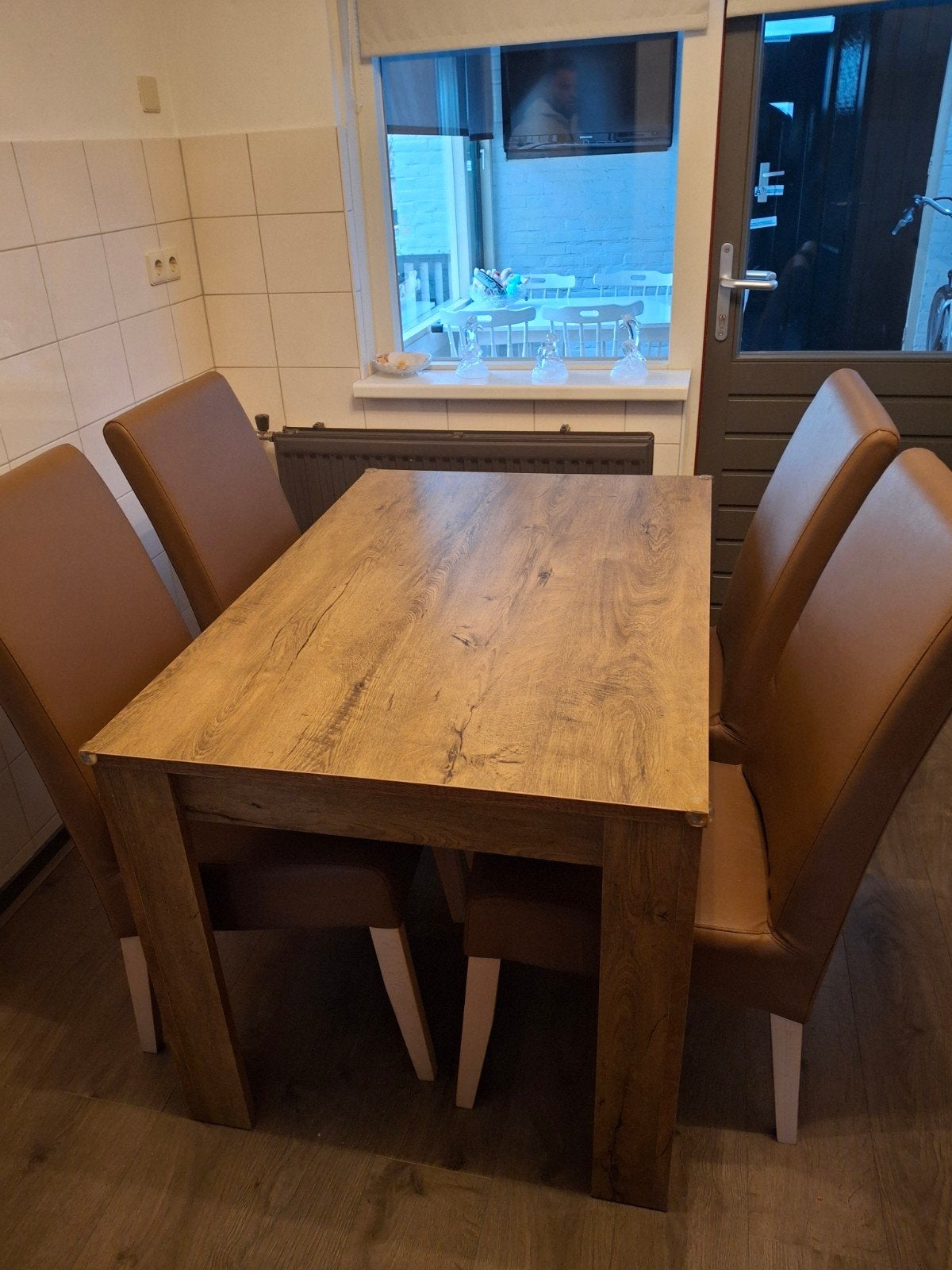 Eethoek met vier stoelen, Huis en Inrichting, Ophalen, Zo goed als nieuw, 4 tot 6 stoelen