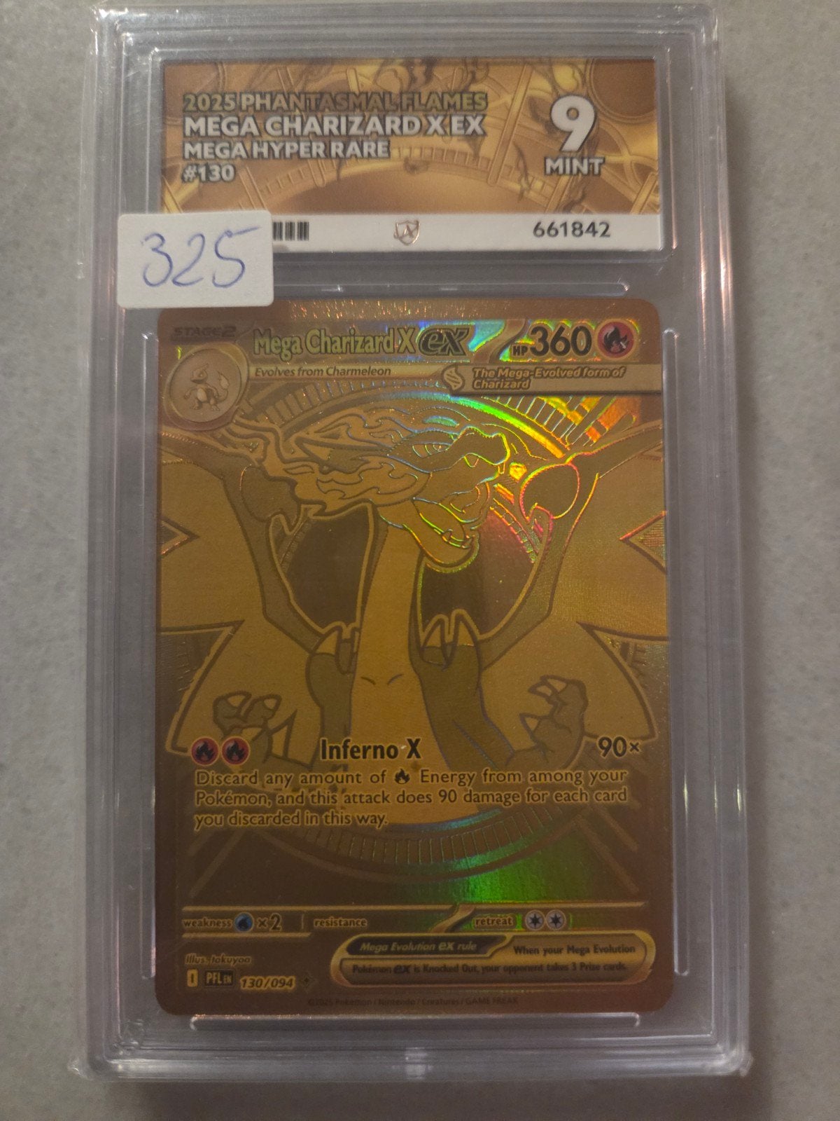 mega charizard x ex #130 ace 9, Ophalen of Verzenden, Zo goed als nieuw