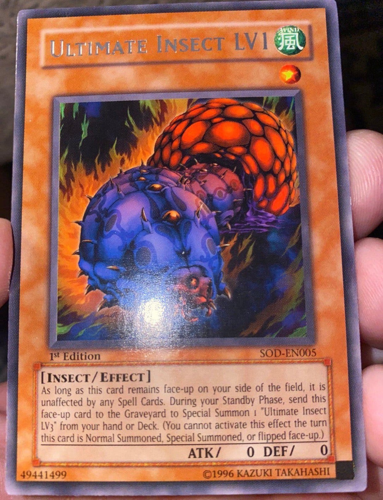 Yu-Gi-Oh! Ultimate Insect LV1 SOD 1st Edition Old US Print !, Ophalen of Verzenden, Gebruikt, Losse kaart