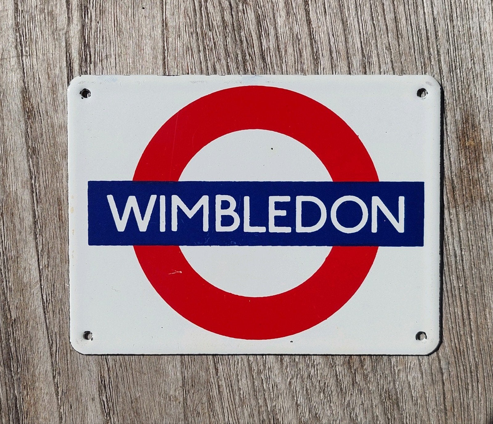 Vintage Emaille bordje Metro London Wimbledon, Ophalen of Verzenden, Gebruikt, Reclamebord