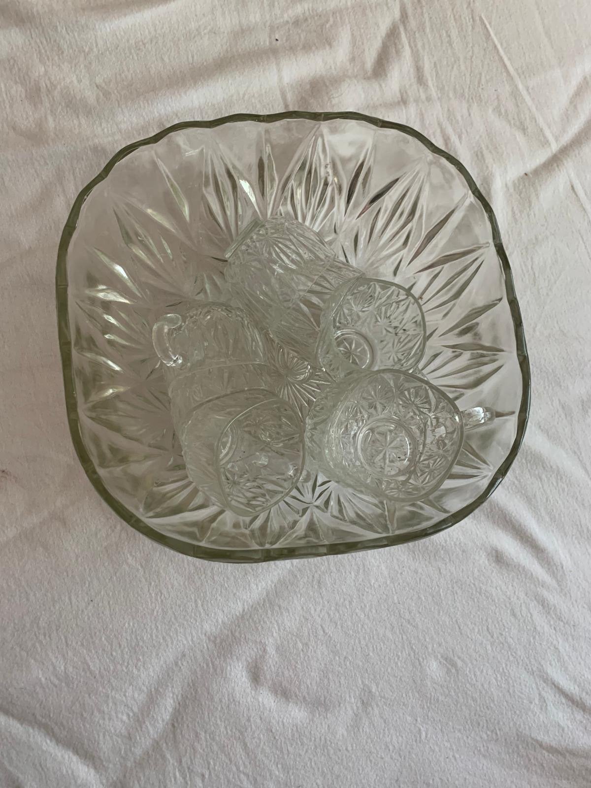 Vintage Glazen Bowls Set met 8 Kommetjes, Ophalen of Verzenden