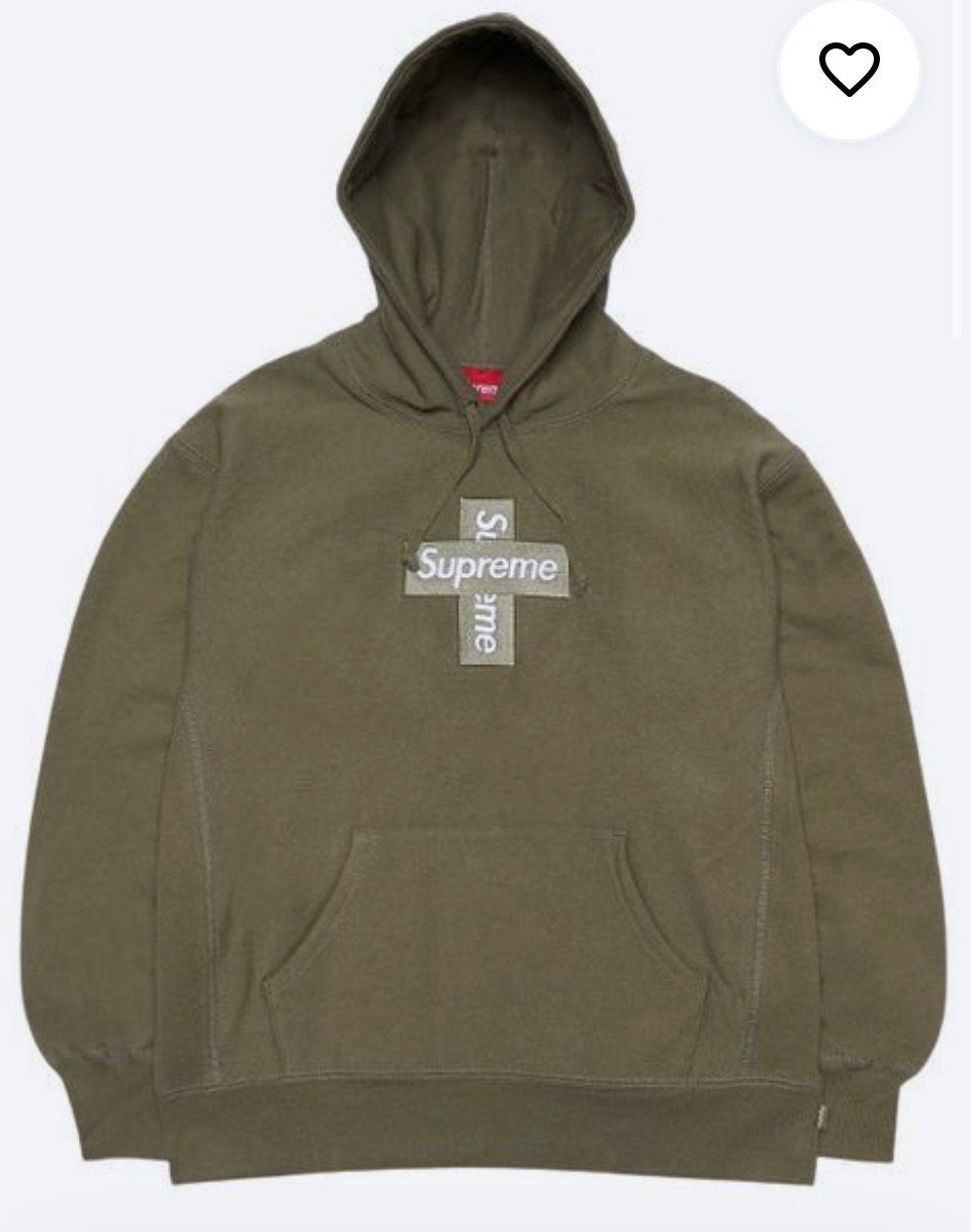 Zeldzame originele Supreme Cross Box Logo Hoodie - Maat M (v, Ophalen of Verzenden, Zo goed als nieuw, Maat 48/50 (M), Groen