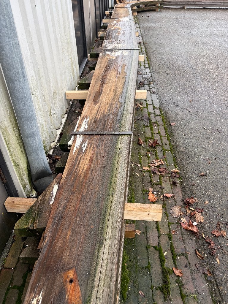 Gelamineerde spanten balken balkhout constructiehout ( 922 ), Doe-het-zelf en Verbouw, Ophalen, Gebruikt, Balk, Vuren