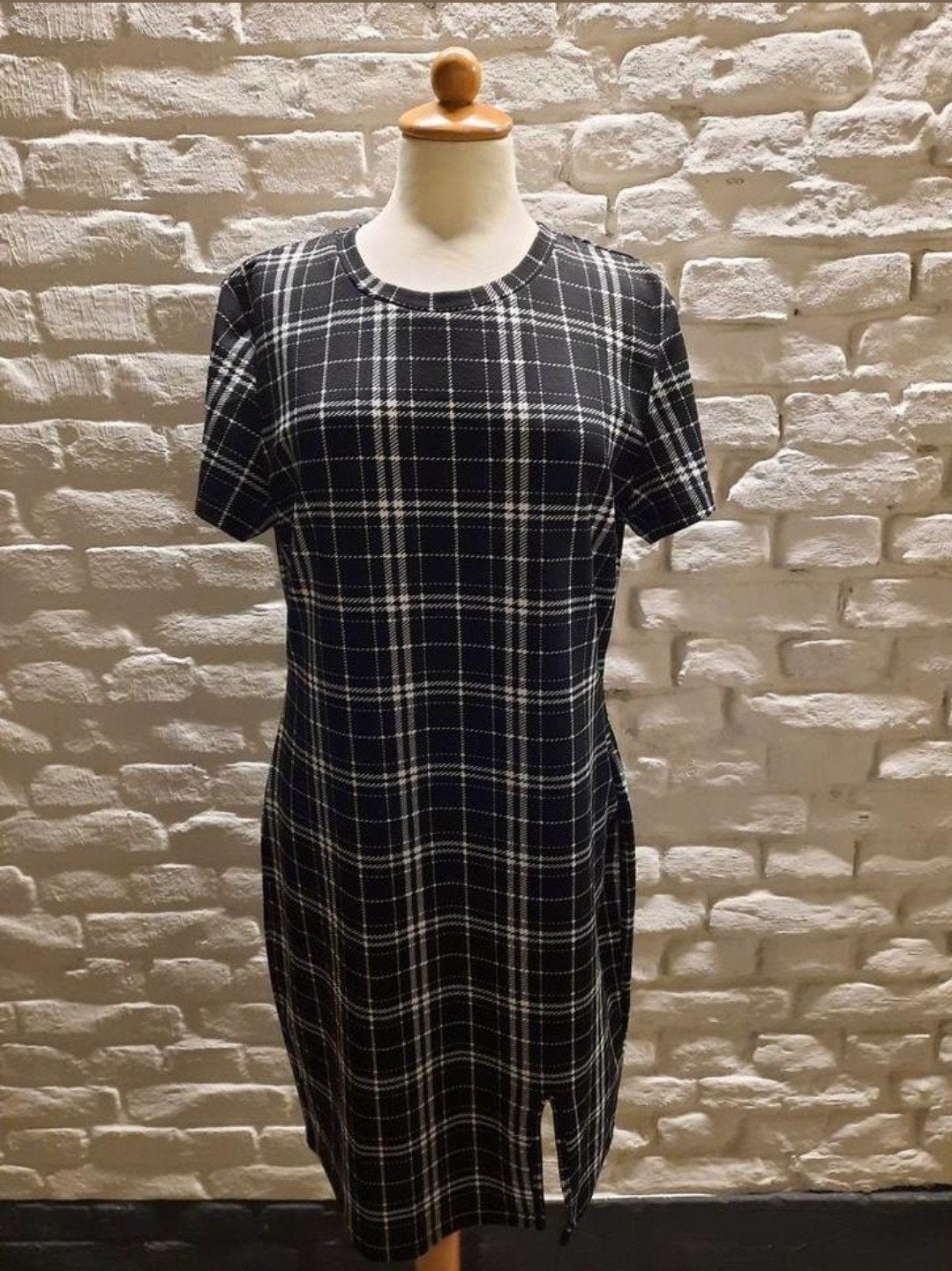 Shein Curve Geruite Jurk Maat 2 XL, Verzenden, Zwart, Maat 46/48 (XL) of groter, Zo goed als nieuw