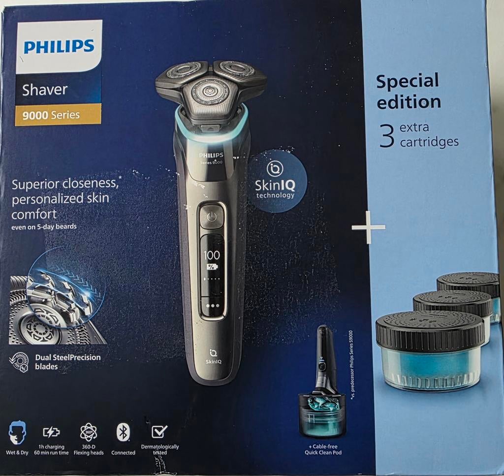 Philips Shaver 9000 Series Special Edition + 3 cartridges, Ophalen of Verzenden, Nieuw, Scheren en Epileren