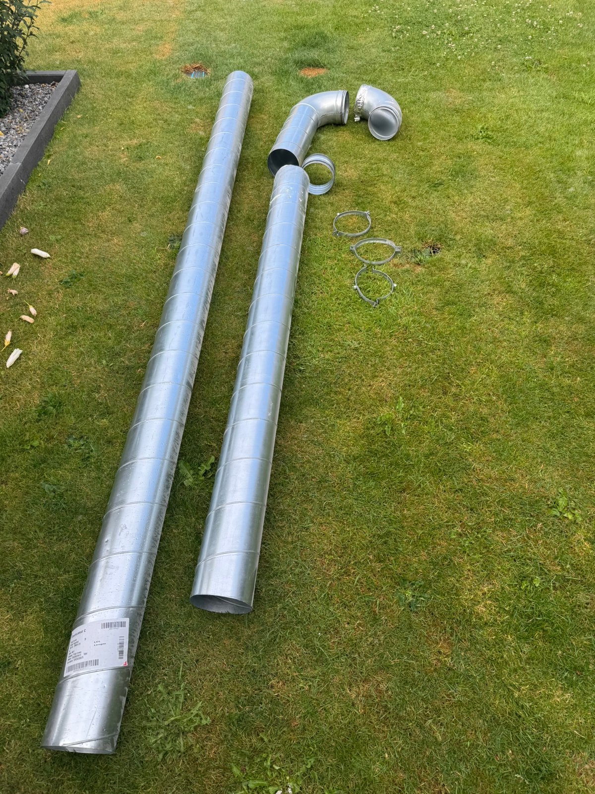 Circa 5 meter spirobuis Ø150 mm incl. 2x 90 graden bocht, Ophalen, Pvc, Zo goed als nieuw, Minder dan 2 meter