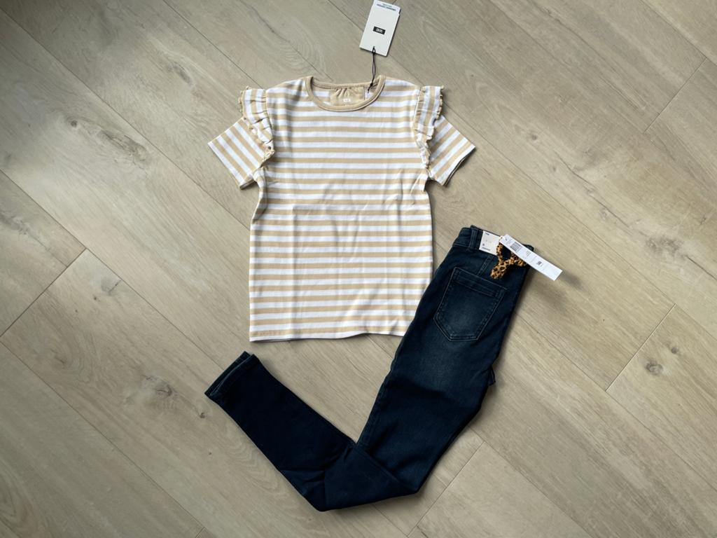 WE Fashion beige wit shirt & Blue Ridge jeans maat 146 nieuw, Kinderen en Baby's, Kinderkleding | Maat 146, Ophalen of Verzenden