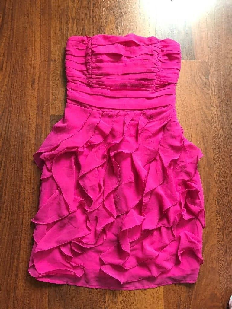 Vila - fuchsia strapless zomer jurk - S, Kleding | Dames, Vila, Ophalen of Verzenden, Zo goed als nieuw, Roze