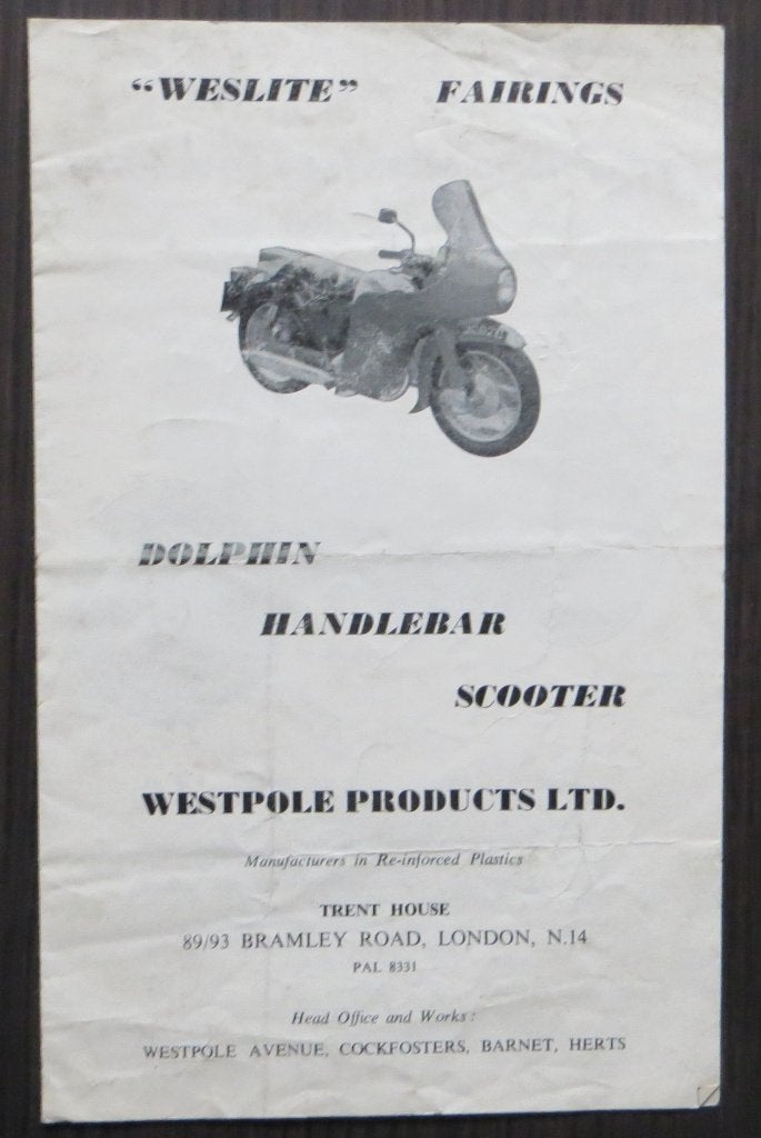 Folder Weslite Fairings - 1965 (Engels) - 4 blz Triumph/BSA, Motoren, Verzenden, Overige merken
