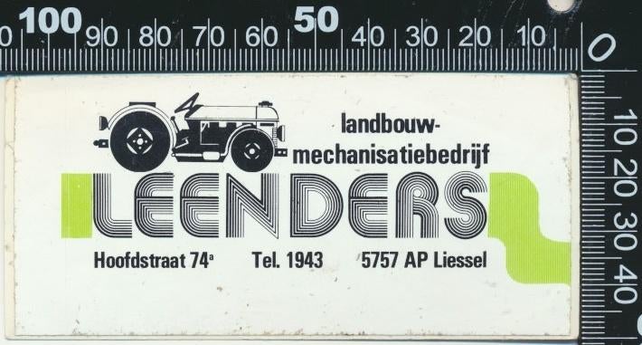 Sticker: Leenders - Landbouw en Mechanisatiebedrijf  Liessel, Verzamelen, Ophalen of Verzenden, Zo goed als nieuw, Bedrijf of Vereniging
