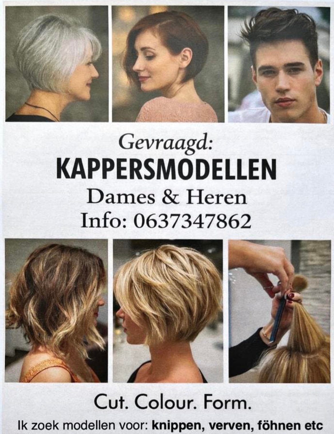 Gezocht! DAMES & HEREN knip modellen kappersmodellen, Variabele uren, Overige niveaus, Vanaf 1 jaar, Overige vormen