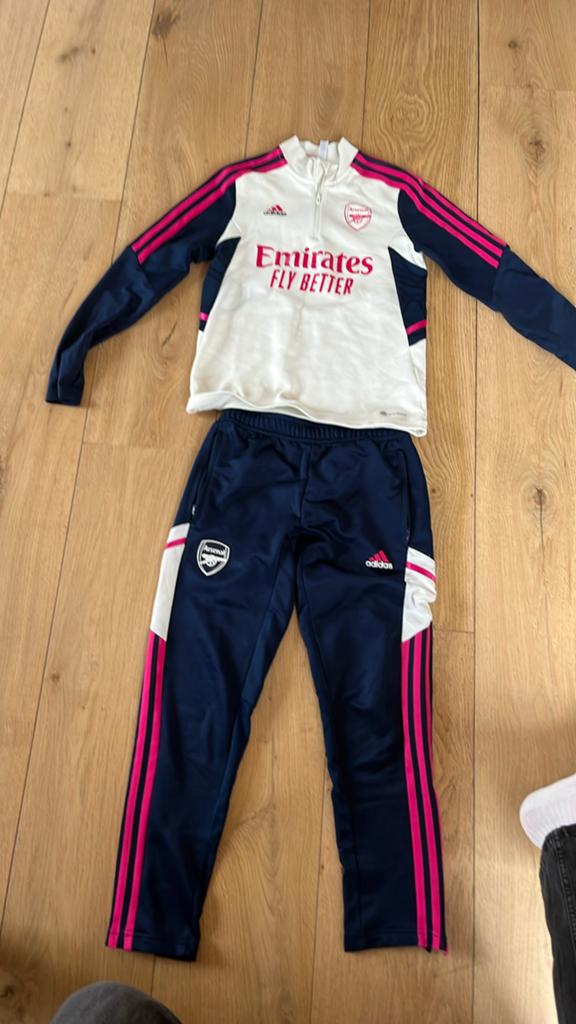 Arsenal Trainingspak Kids - Wit/Donkerblauw/Roze, Ophalen of Verzenden, Gebruikt, Overige maten