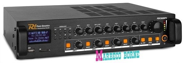 Versterker, Amplifier 100Volt, 360watt 4-zone FM,MP3,Bluetoo, Info@marbeco.nl, Power Dynamics, Nieuw, Overige instrumenten