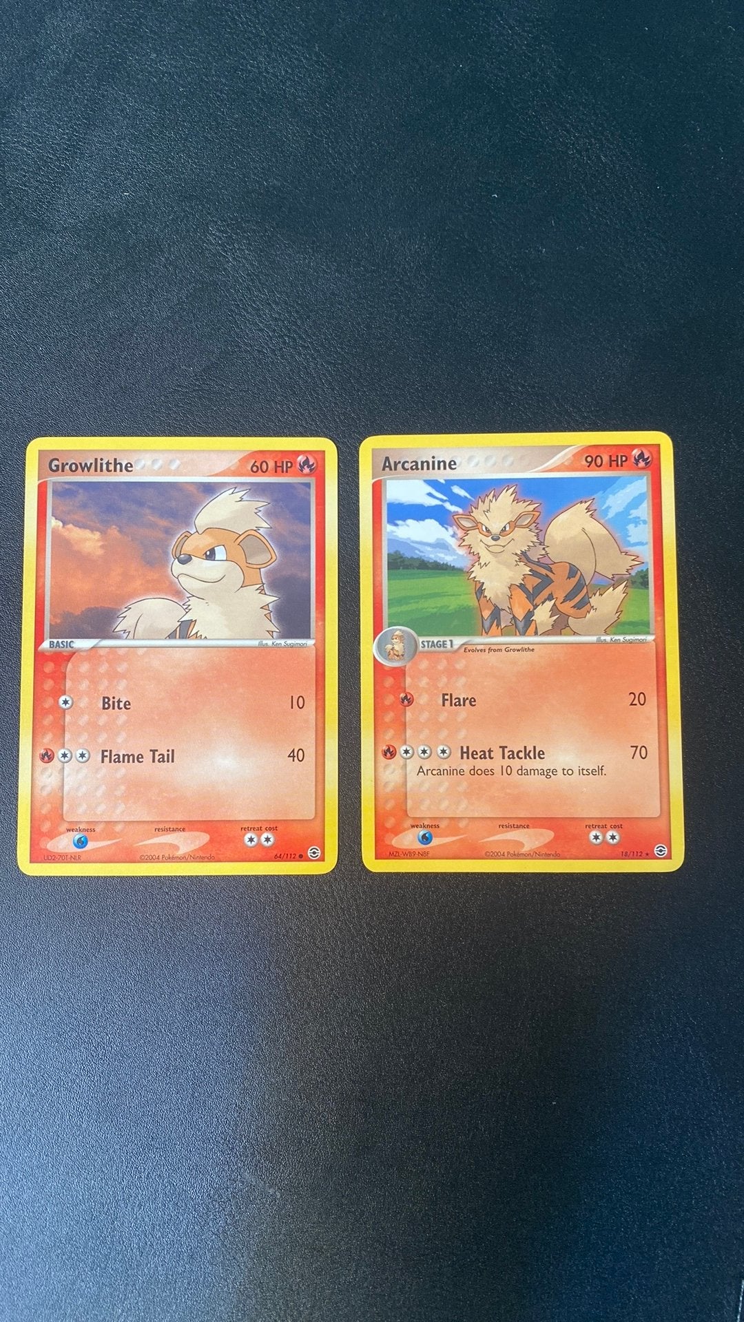 Pokemon growlithe 64 arcanine 18 ex firered leafgreen, Ophalen of Verzenden, Gebruikt, Losse kaart