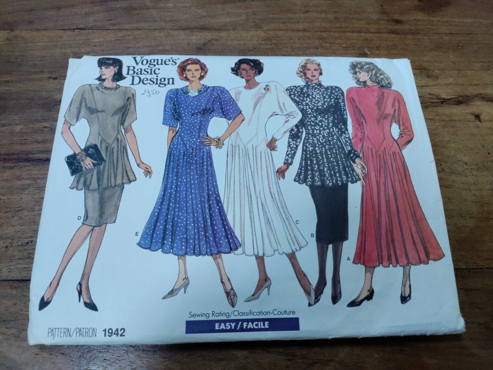 Vogue's Basic Design Patroon 1942 Jurk Tuniek Rok Maat 12, Verzenden