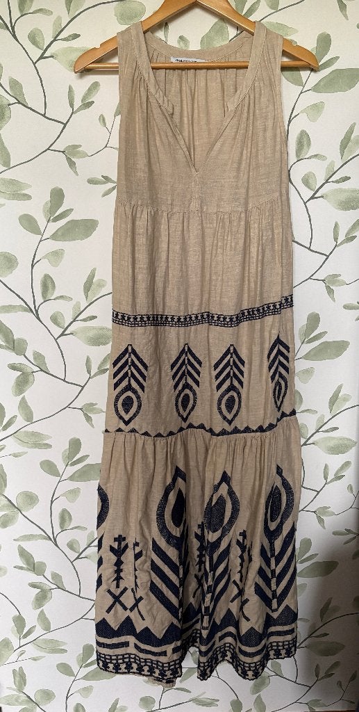 Beige linnen maxi-jurk Greek Archaic Kori XS 34, Kleding | Dames, Jurken, Beige, Zo goed als nieuw, Maat 34 (XS) of kleiner, Onder de knie