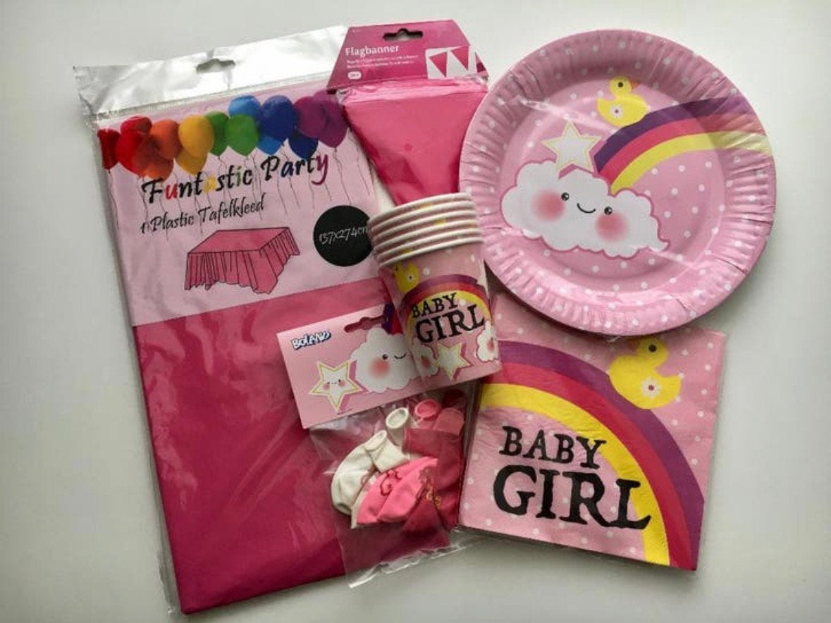 Pakket feestversiering Baby Girl | geboorte - babyshower, Ophalen of Verzenden, Nieuw, Feestartikel, Geboorte of Huwelijk