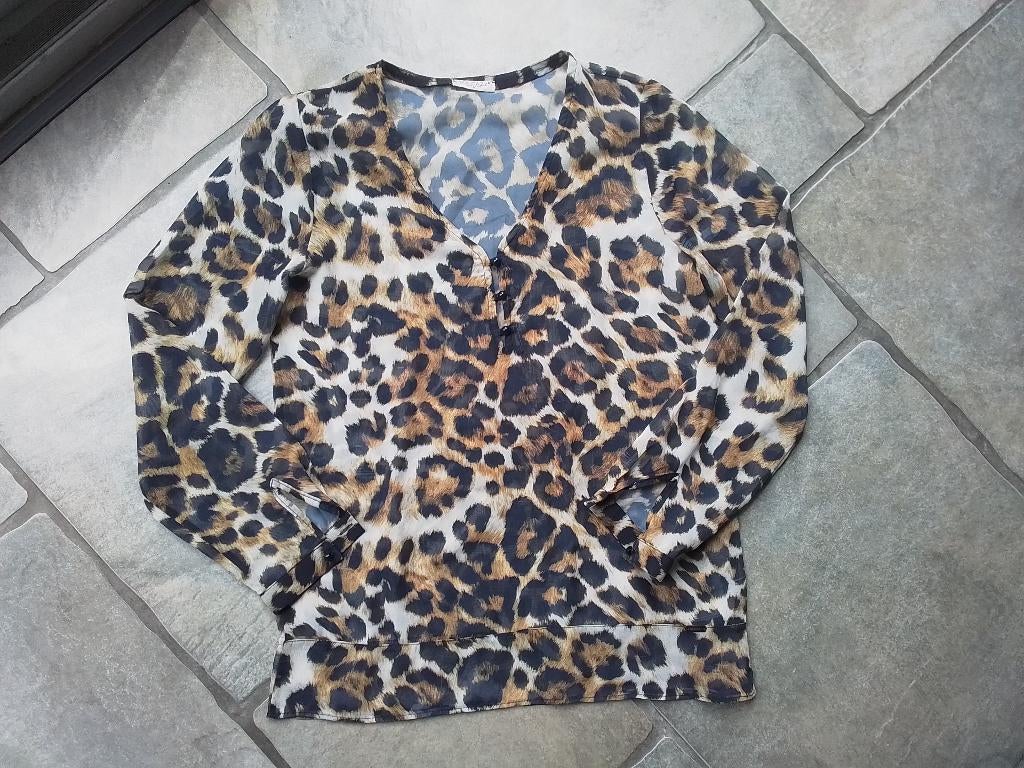 Mooie panter blouse/ truitje maat s, Ophalen of Verzenden, Gedragen, Maat 36 (S), Bruin