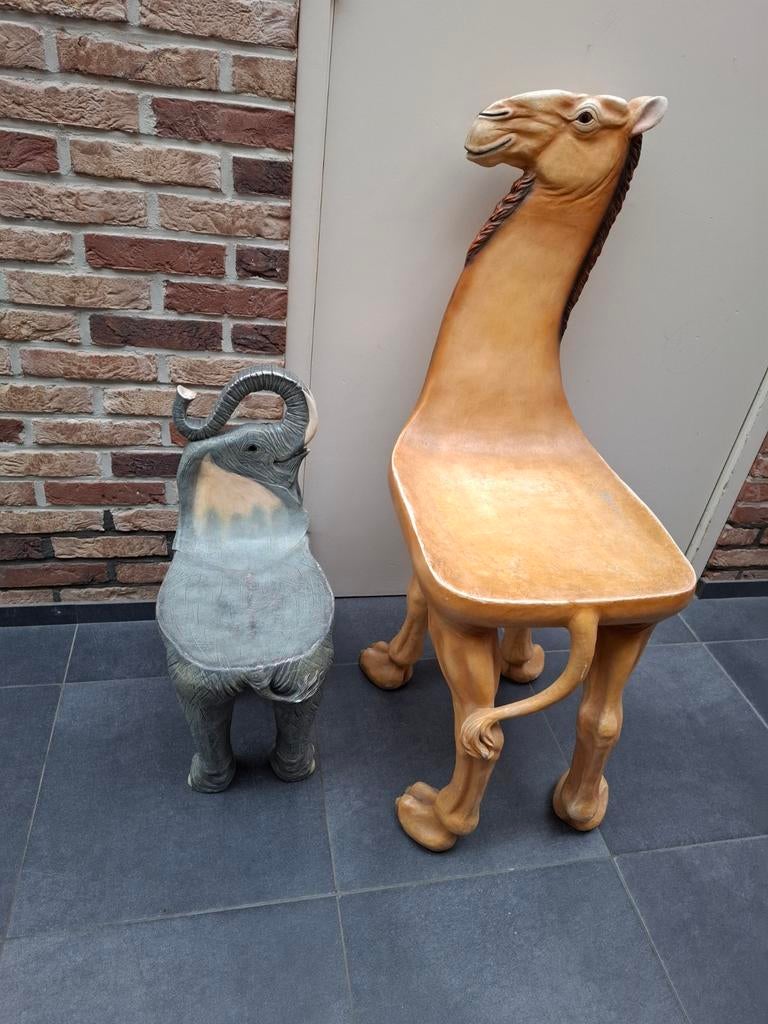 Unieke stoelen: kameel en olifant - zware kwaliteit, Ophalen, Overige materialen, Gebruikt, Twee