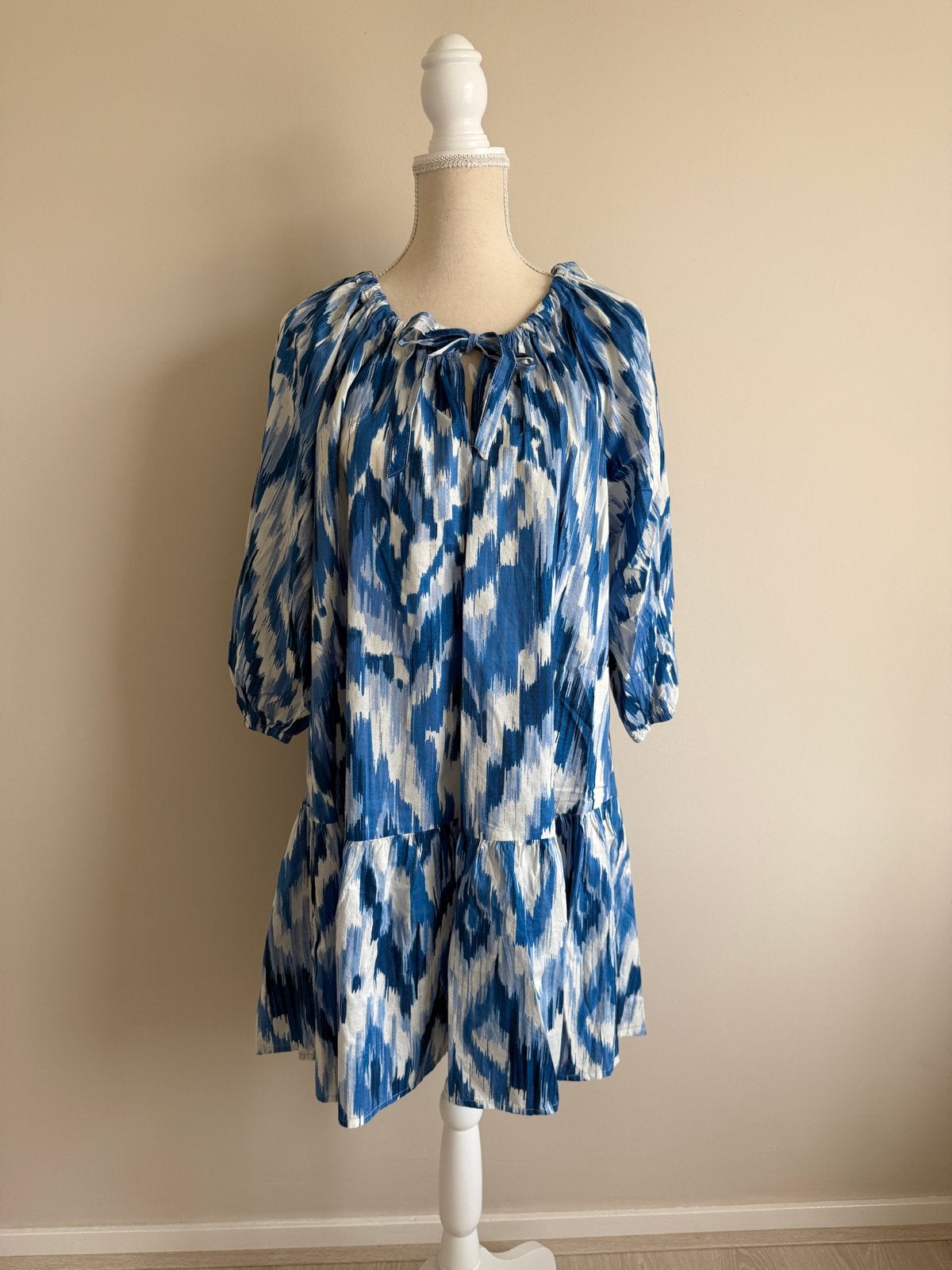 C&A Ibiza Stijl Jurk Blauw Wit, Kleding | Dames, Blauw, Maat 42/44 (L), Nieuw, Ophalen of Verzenden