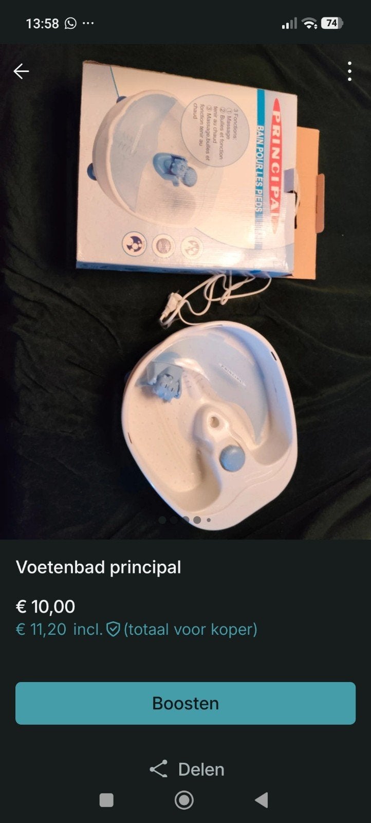 Voetenbad Principal met massage en bubbelfunctie, Ophalen of Verzenden, Gebruikt, Hand- en Voetverzorging