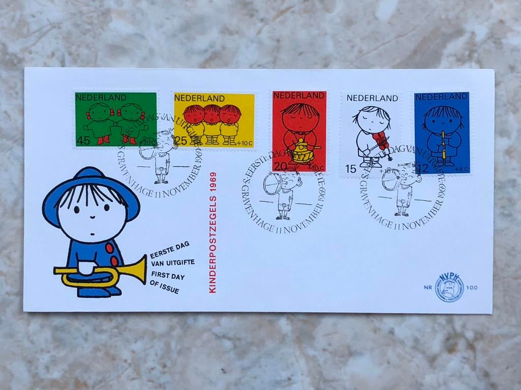Eerste dag van uitgifte, Kinderpostzegels 1969., Verzenden, Onbeschreven, Nederland
