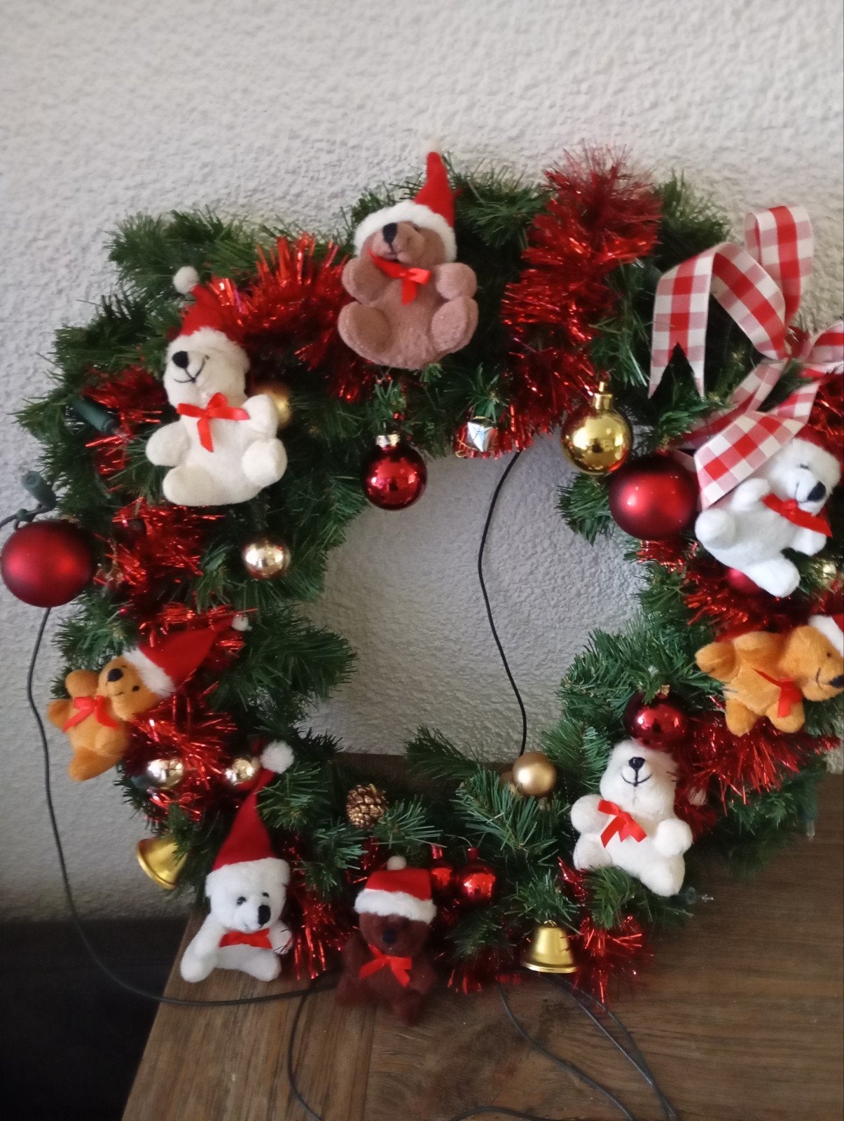 KERSTKRANS MET VERLICHTING MET BEREN EN DECORATIE NU 15€ ZIE, Ophalen of Verzenden