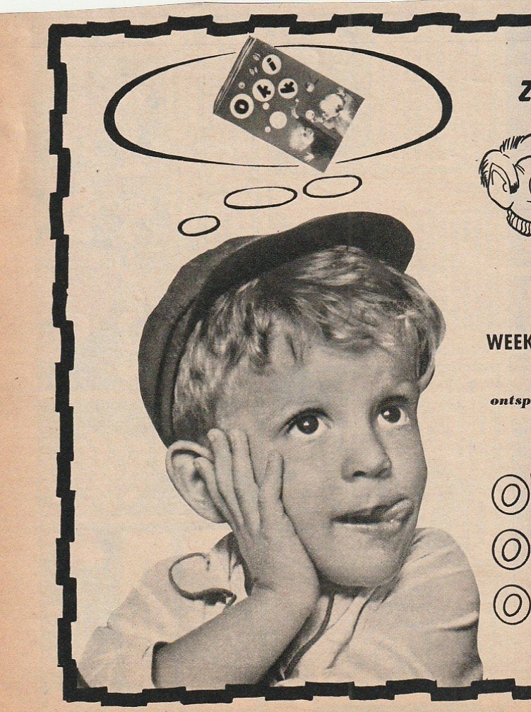 Retro reclame 1966 Okki jongetje laat ze toch lezen, Verzenden, Overige typen