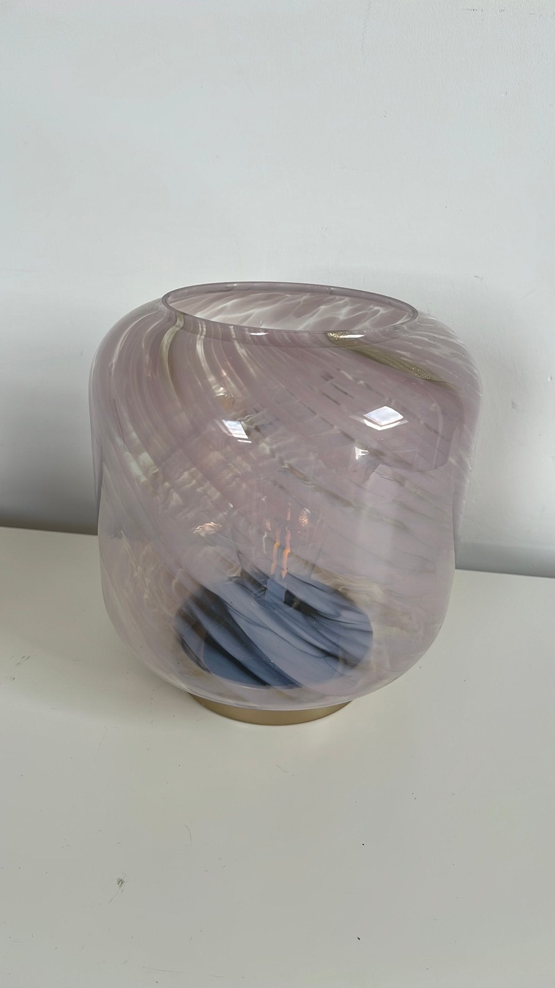 Tafellamp roze, Ophalen, Zo goed als nieuw, Glas, Minder dan 50 cm