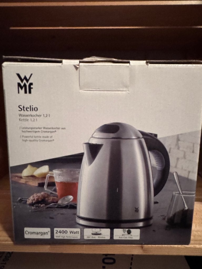 Nieuwe WMF Stelio waterkoker 1,2L – RVS – 2400W, 1 tot 2 liter, Ophalen, Nieuw, Rvs